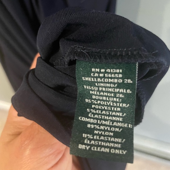 Lauren Ralph Lauren Sequin Trim Cold Shoulder Cocktail Dress Navy Blue sz 16 - Picture 6 of 6